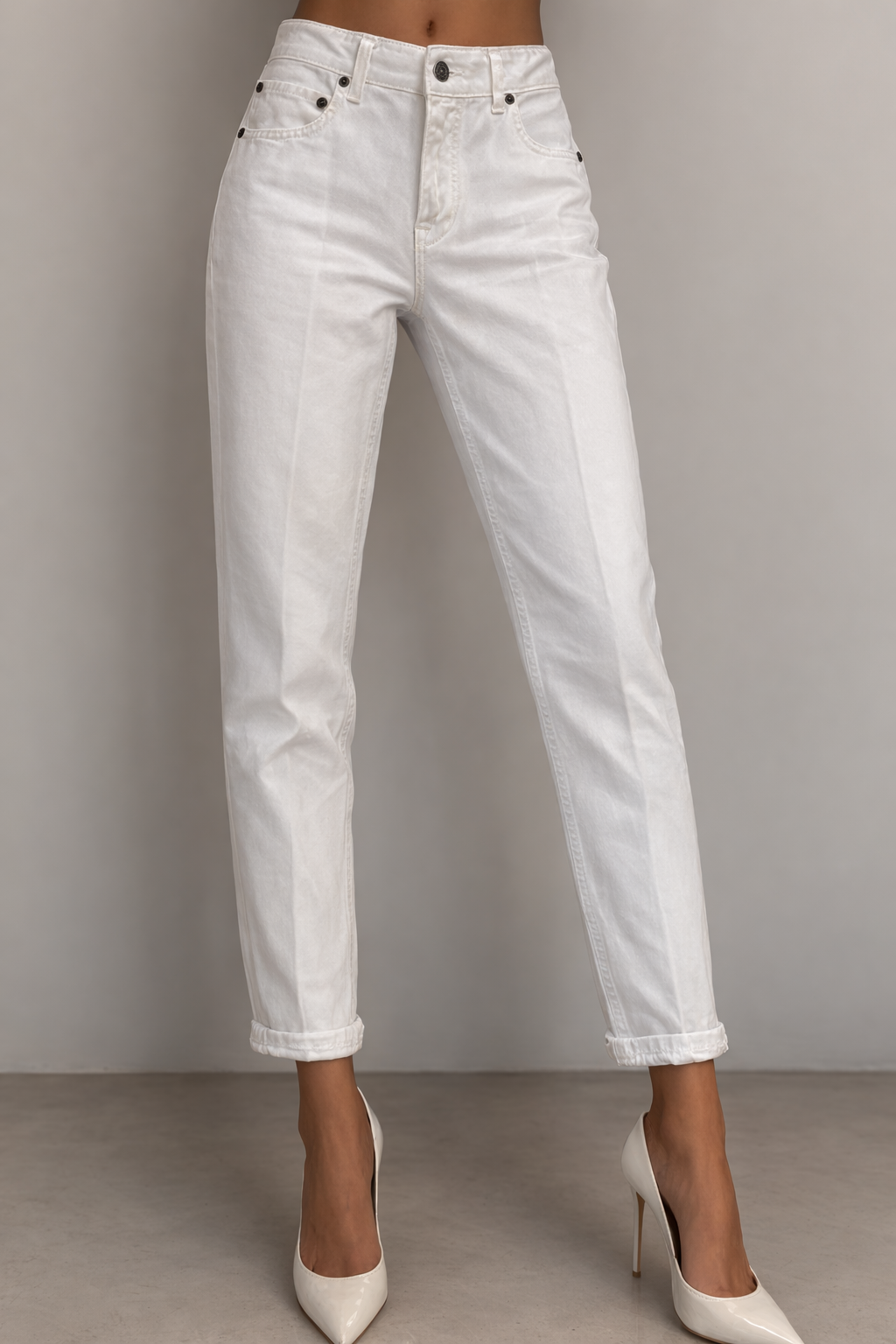 Jeans a sigaretta Dondup bianco ottico