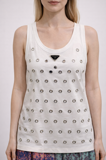 Canotta Bianca con Borchie – Prada