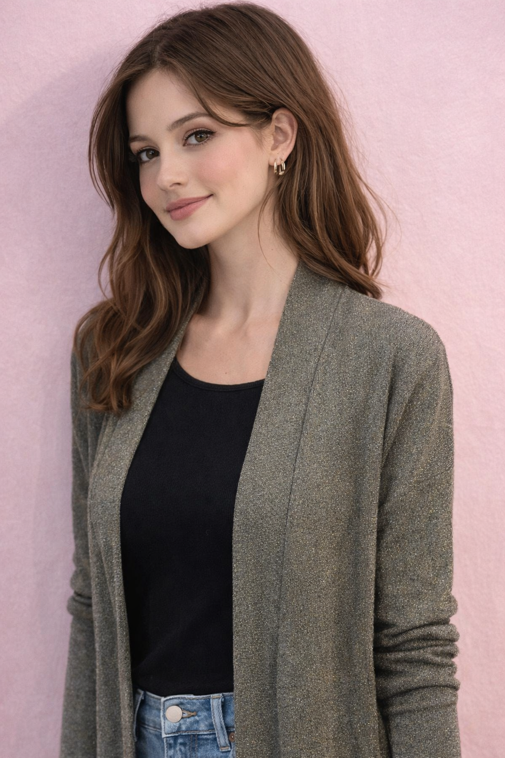 Cardigan in viscosa exstrafine MAIDAMILA nero laminato