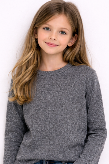 Maglia manica lunga bimba grigio laminato FUN&FU