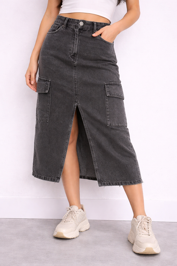 Gonna cargo Vicolo in denim nero