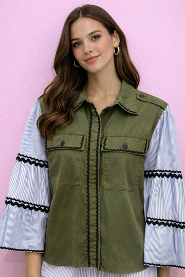 Camicia over verde militare