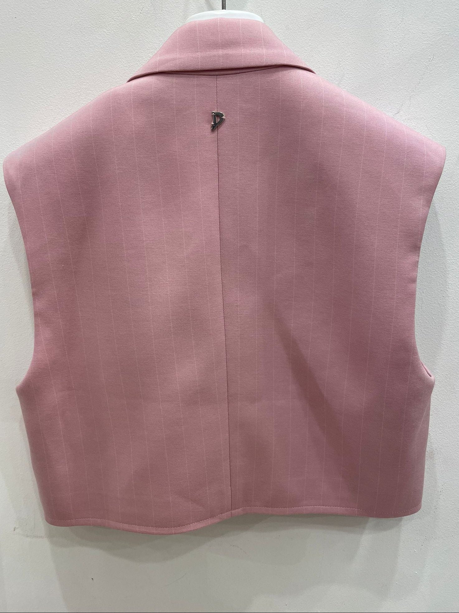 Blazer cropped rosa pastello gessato -Dondup