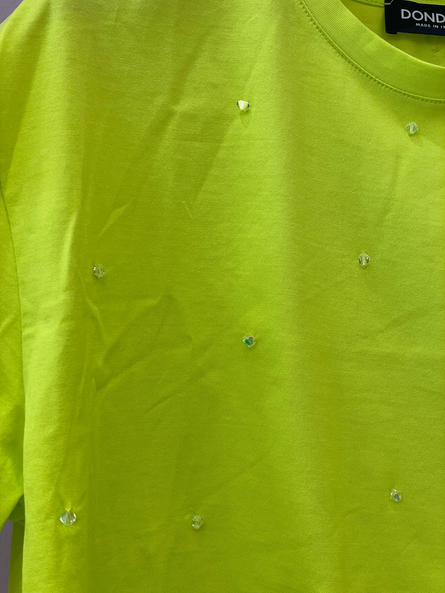 T-shirt Dondup con strass verde acido