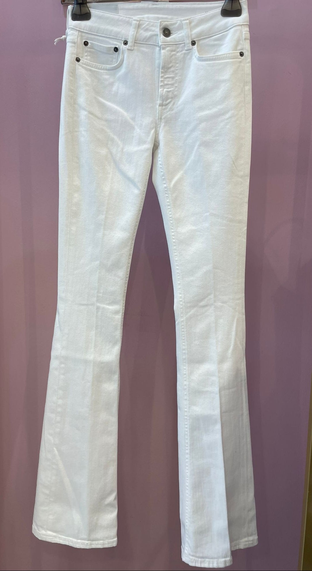 Jeans a zampa lungo  dondup bianco ottico