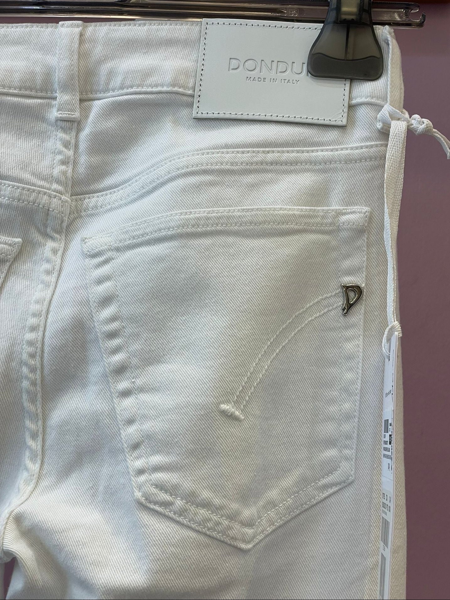 Jeans a zampa lungo  dondup bianco ottico