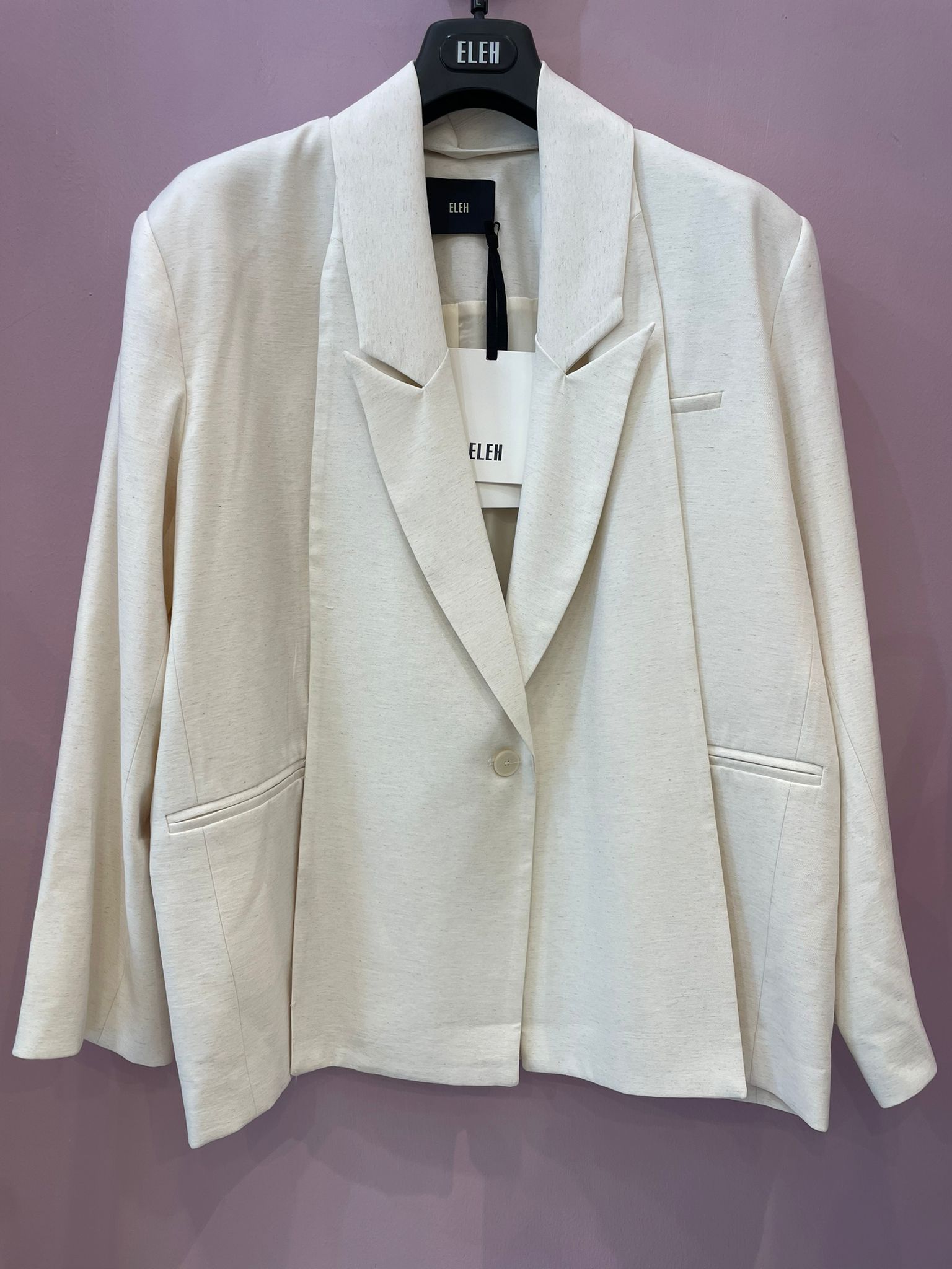 Blazer EHLE  oversize con collo rimovibile panna