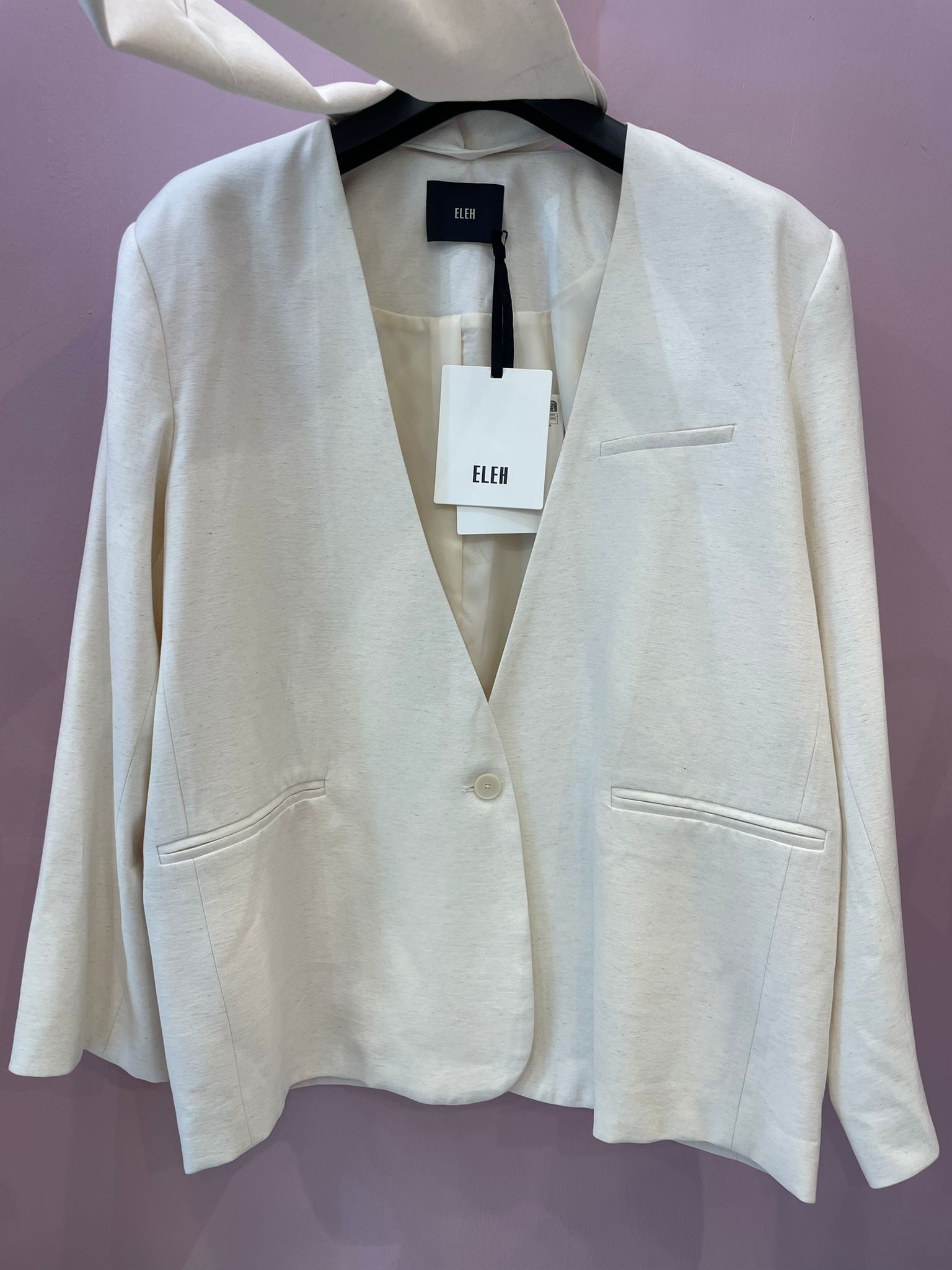 Blazer EHLE  oversize con collo rimovibile panna