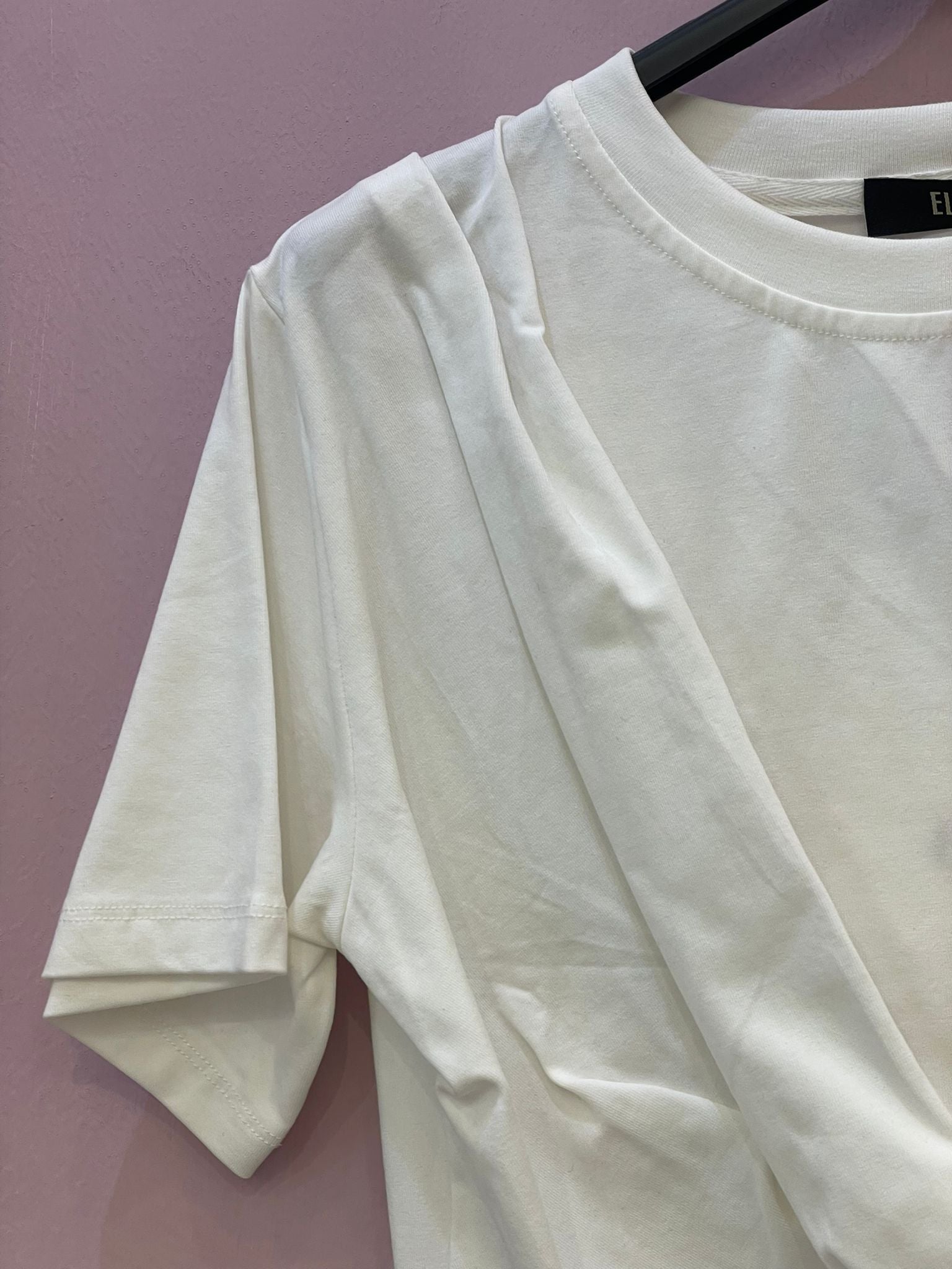 T-shirt bianca con drappeggi  ELEH