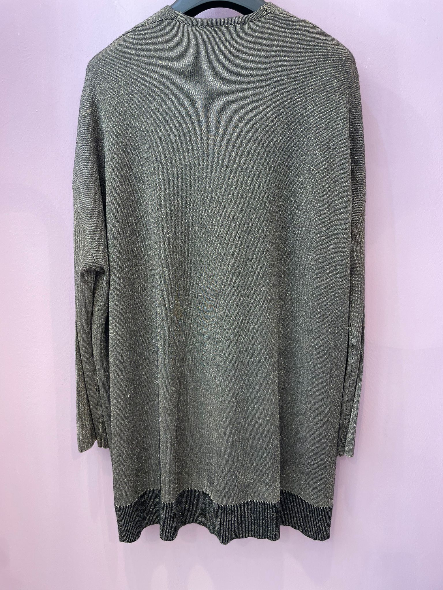 Cardigan in viscosa exstrafine MAIDAMILA nero laminato