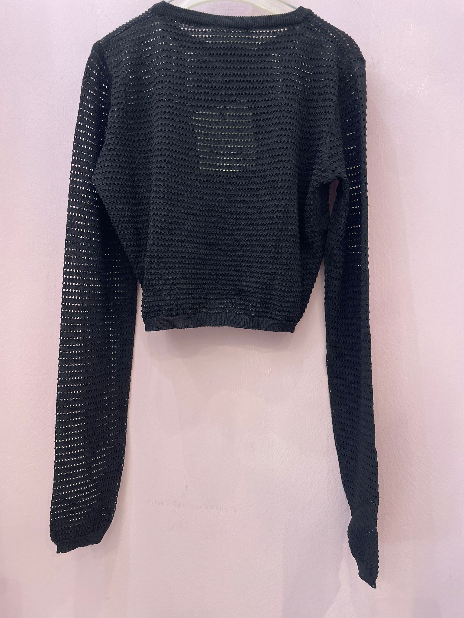 Maglia corta traforata Nera Vicolo