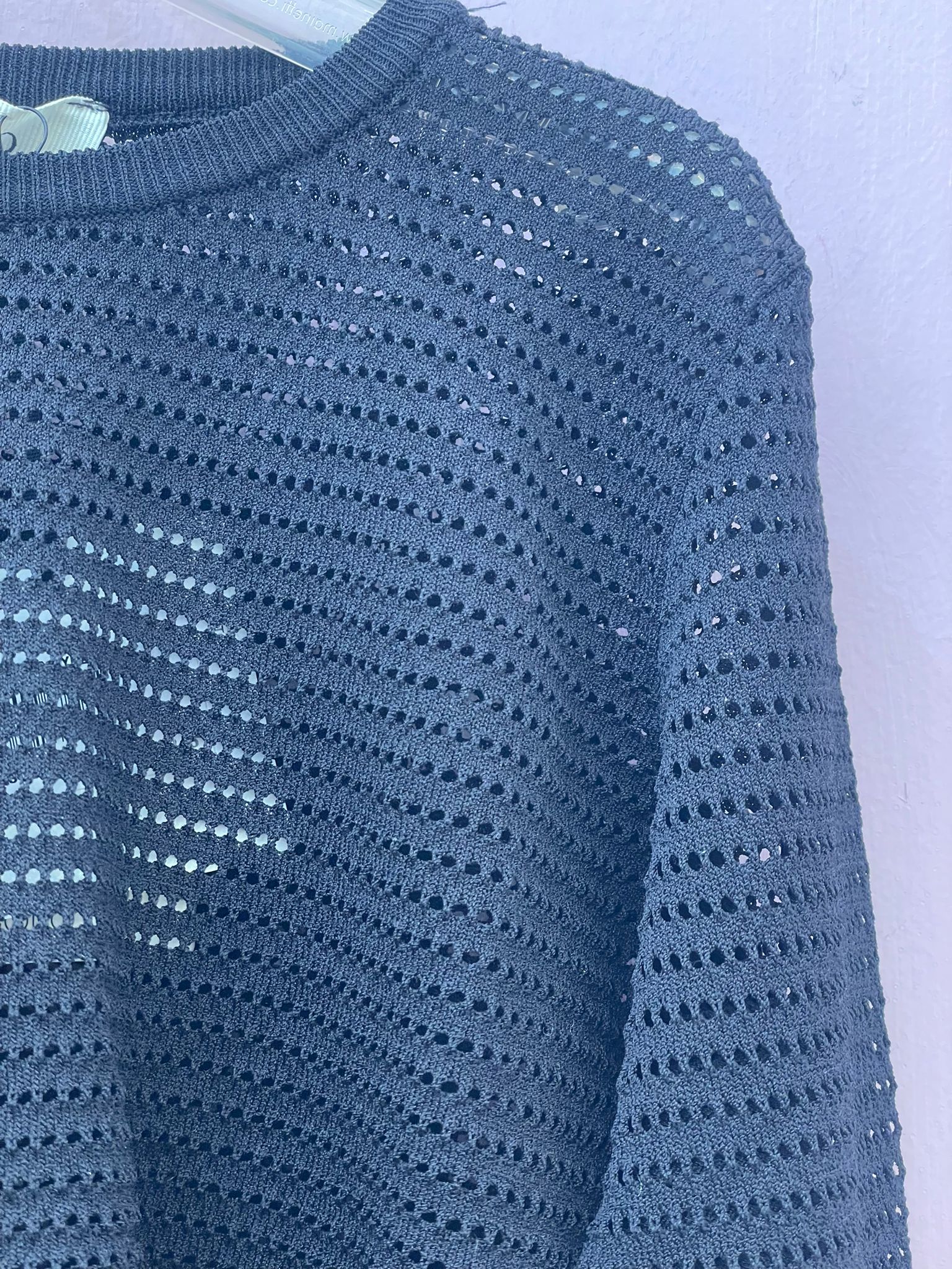 Maglia corta traforata Nera Vicolo