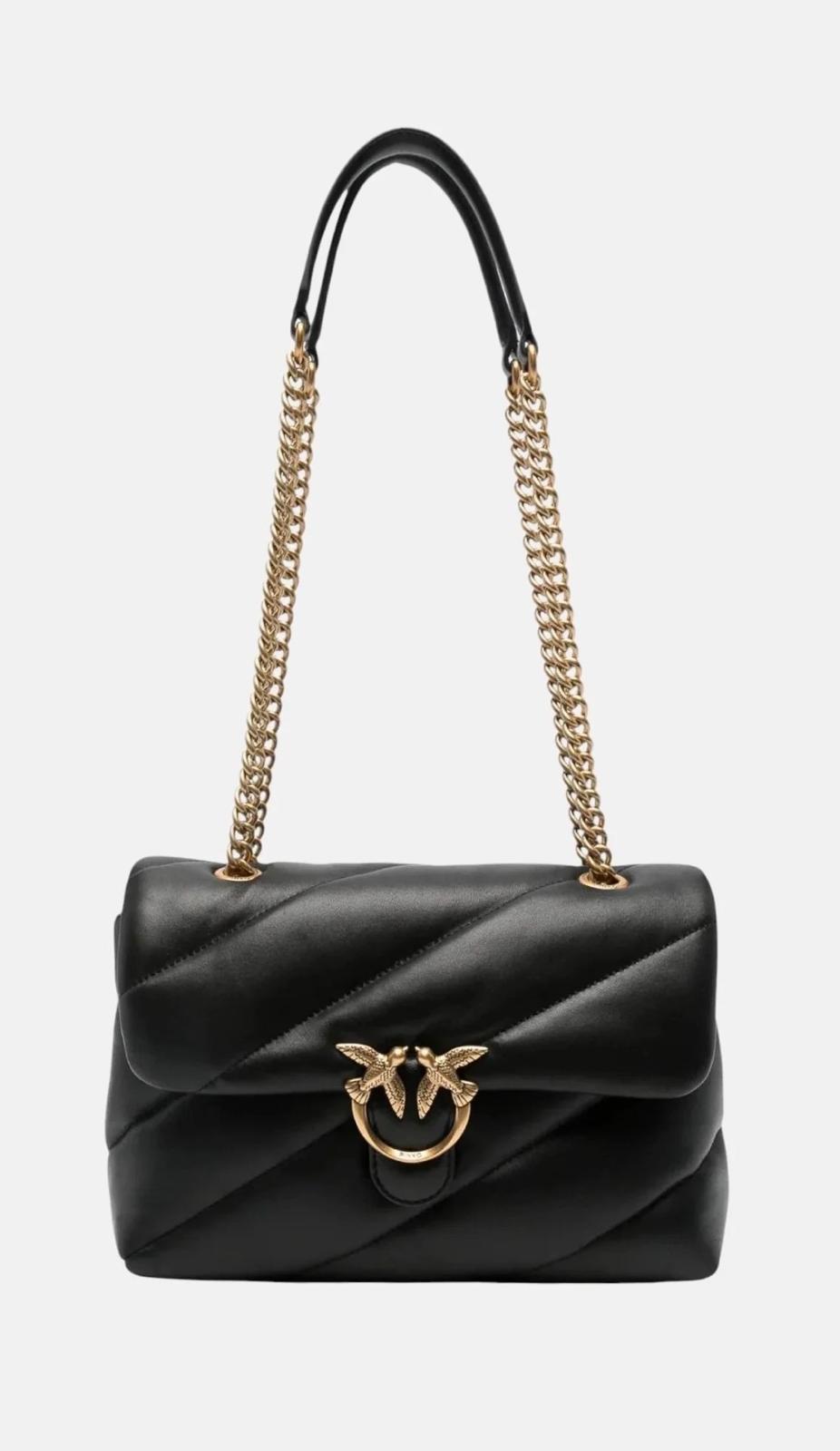 Borsa PINKO Love Bag nera con catena dorata