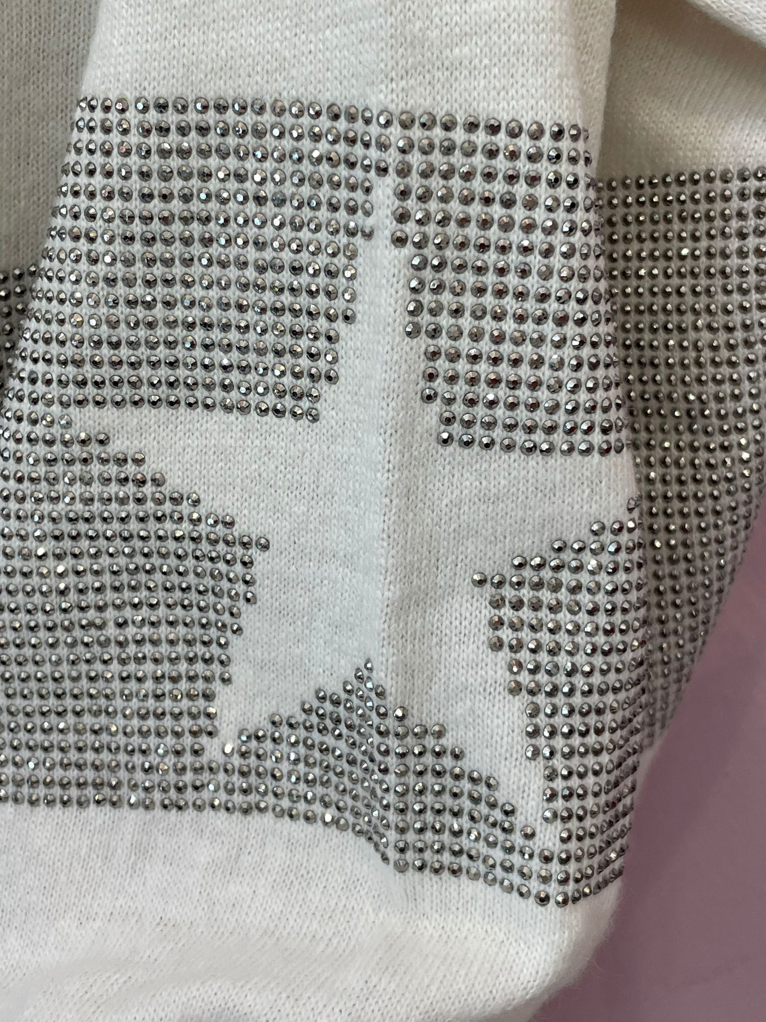 Maglia unique bianca con dettagli brillantinati