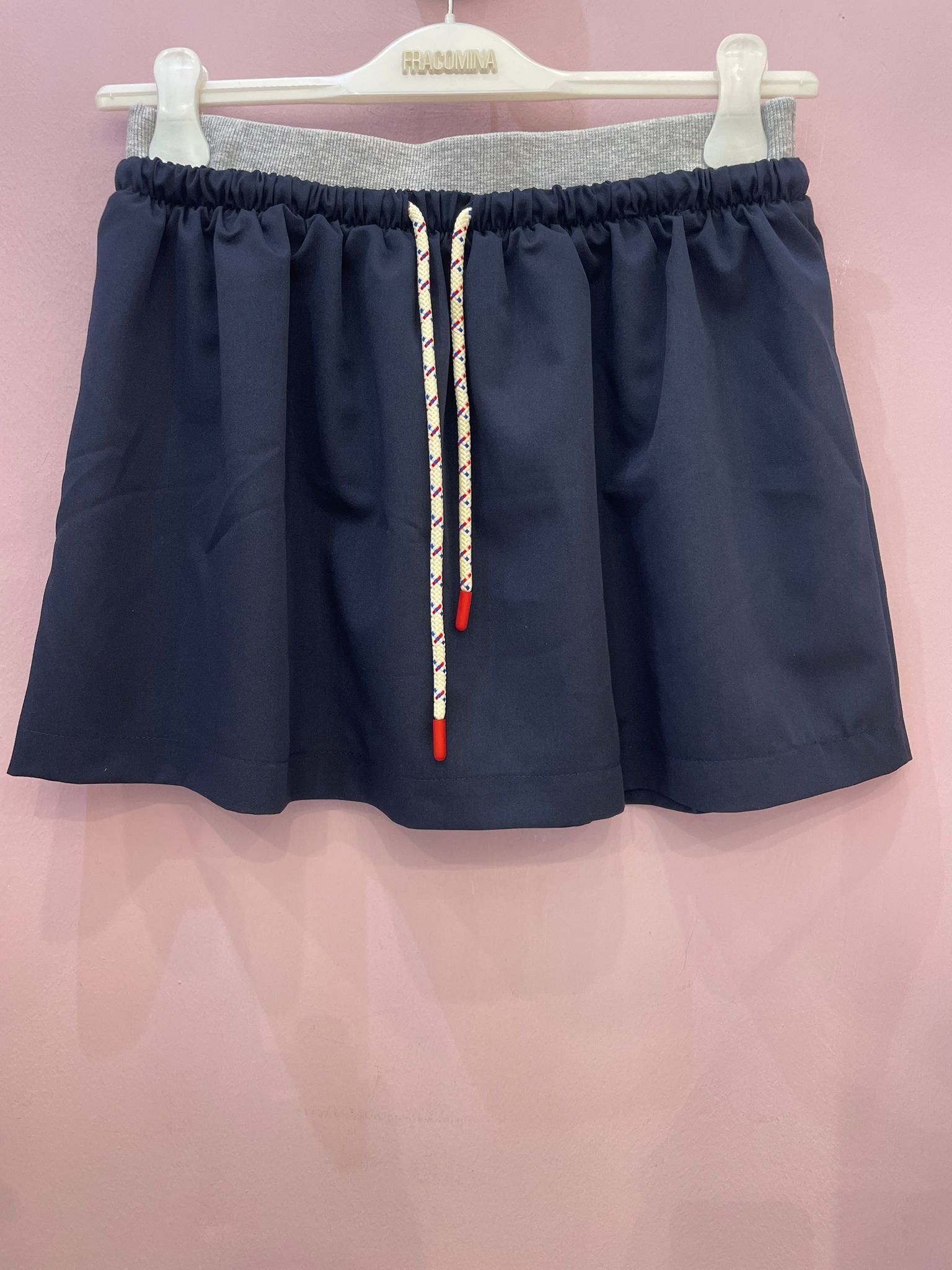 Gonna blu navy con lacci e bordo grigio Vicolo