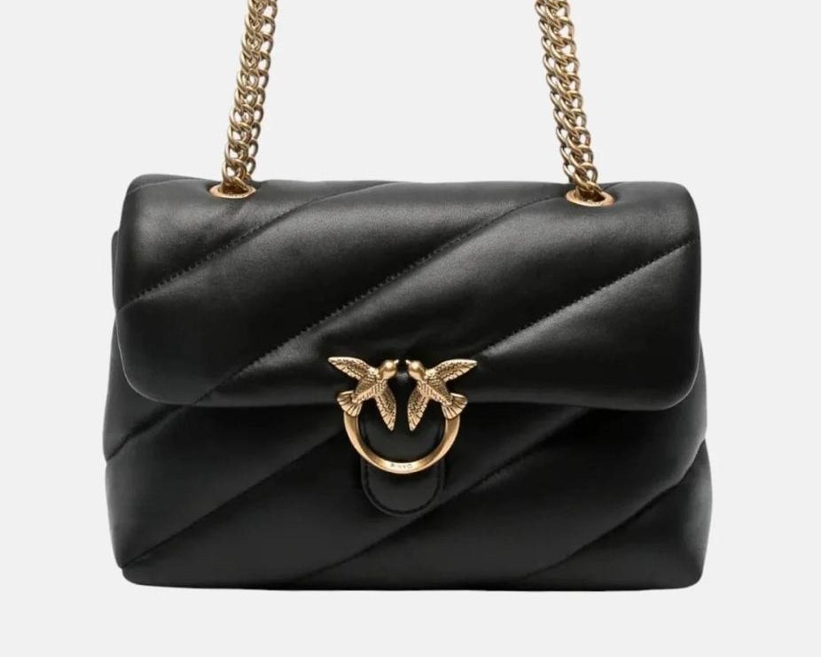 Borsa PINKO Love Bag nera con catena dorata