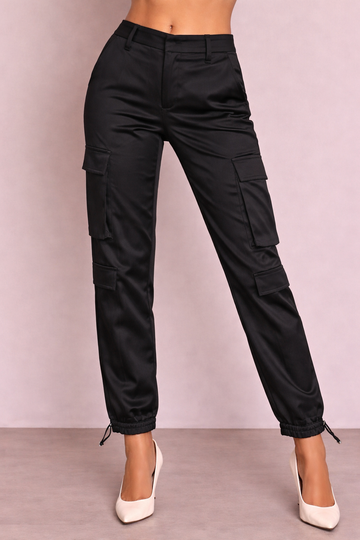 Pantalone cargo elegante satinato