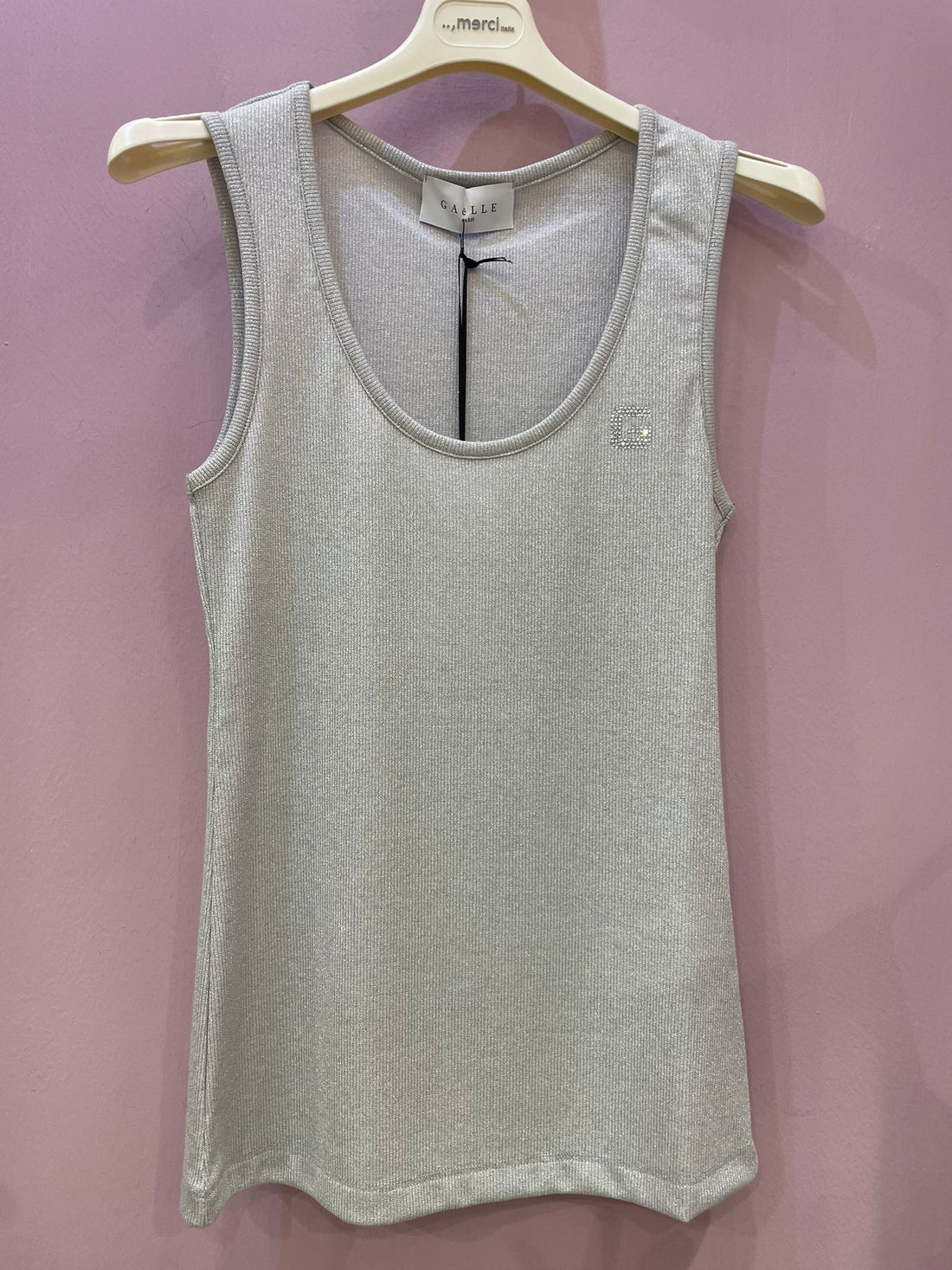 Top argento con micro brillantini  Gaelle