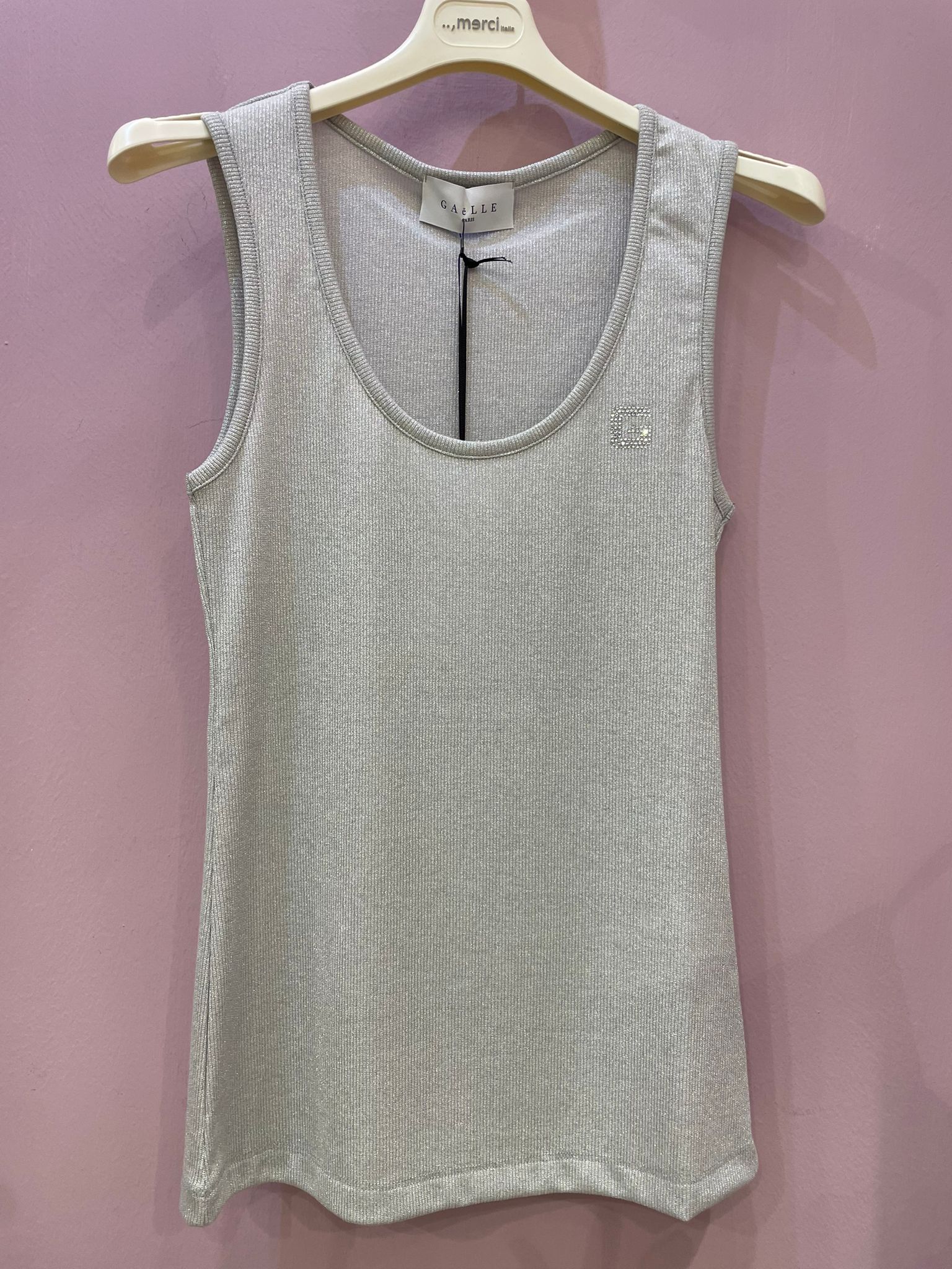 Top argento con micro brillantini  Gaelle