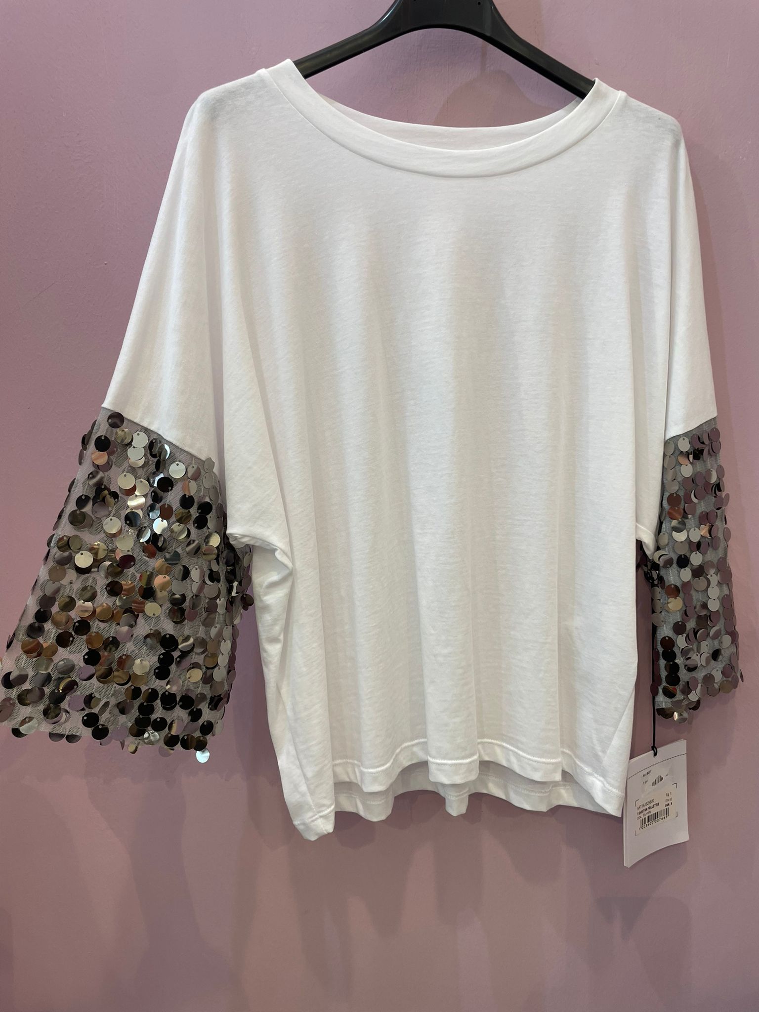 T-shirt  bianca paillettes Brand unique