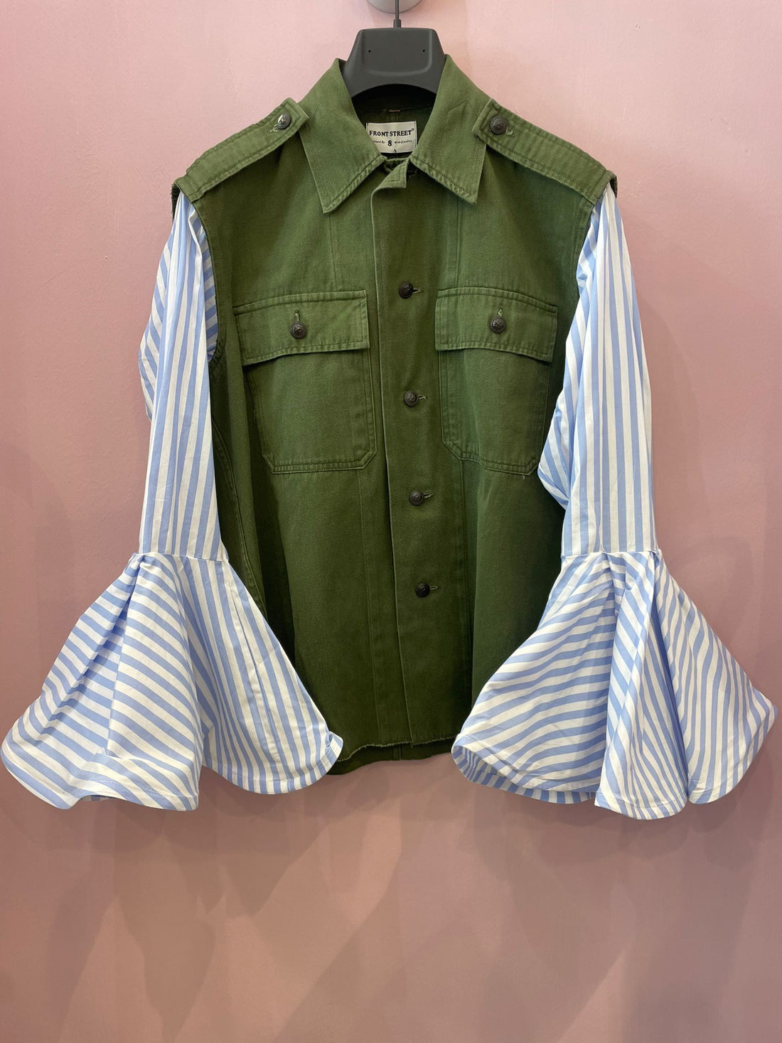 Camicia over verde militare Front street8