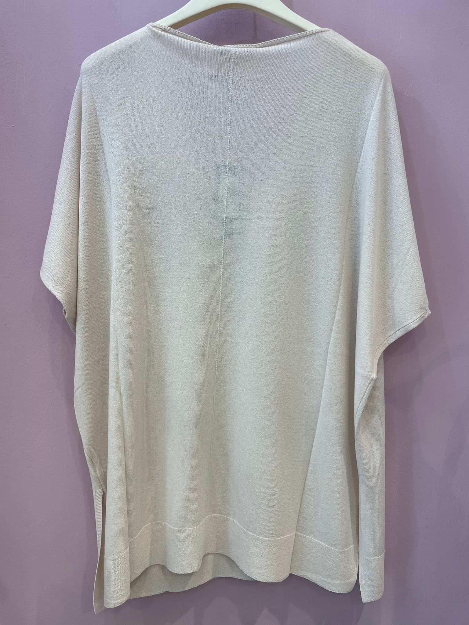 T-shirt a kimono taschino color sabbia Paola Burani