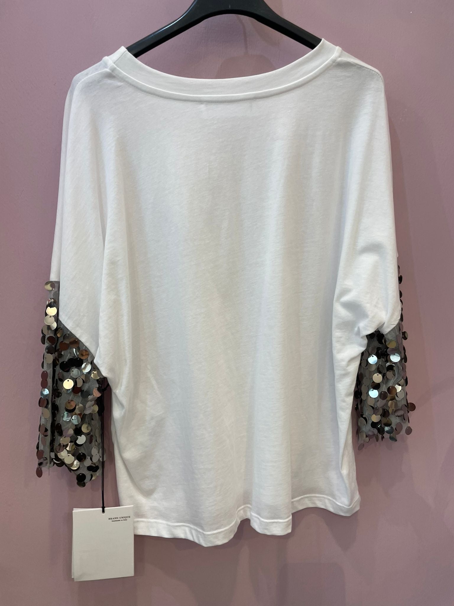 T-shirt  bianca paillettes Brand unique
