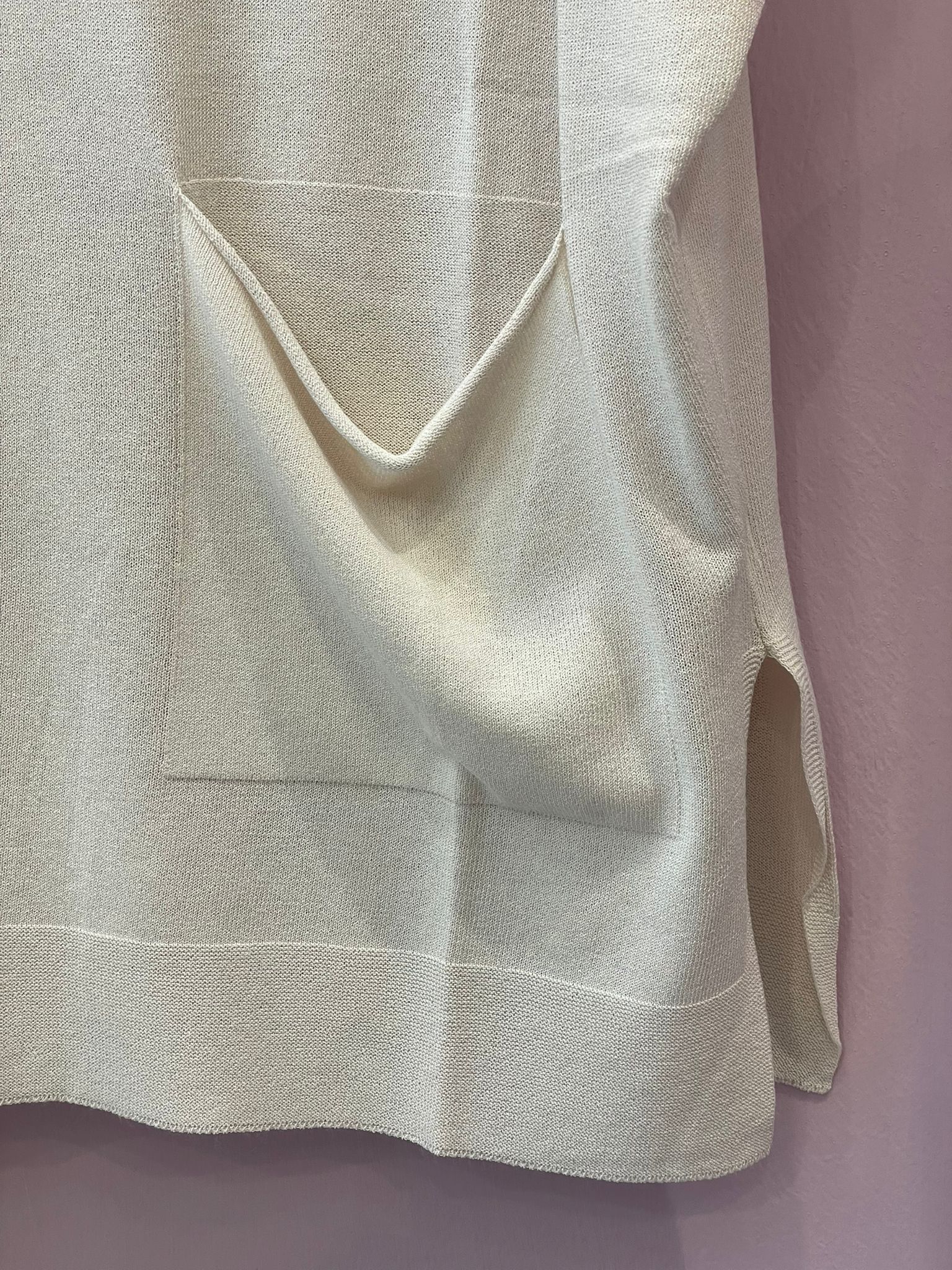T-shirt a kimono taschino color sabbia Paola Burani