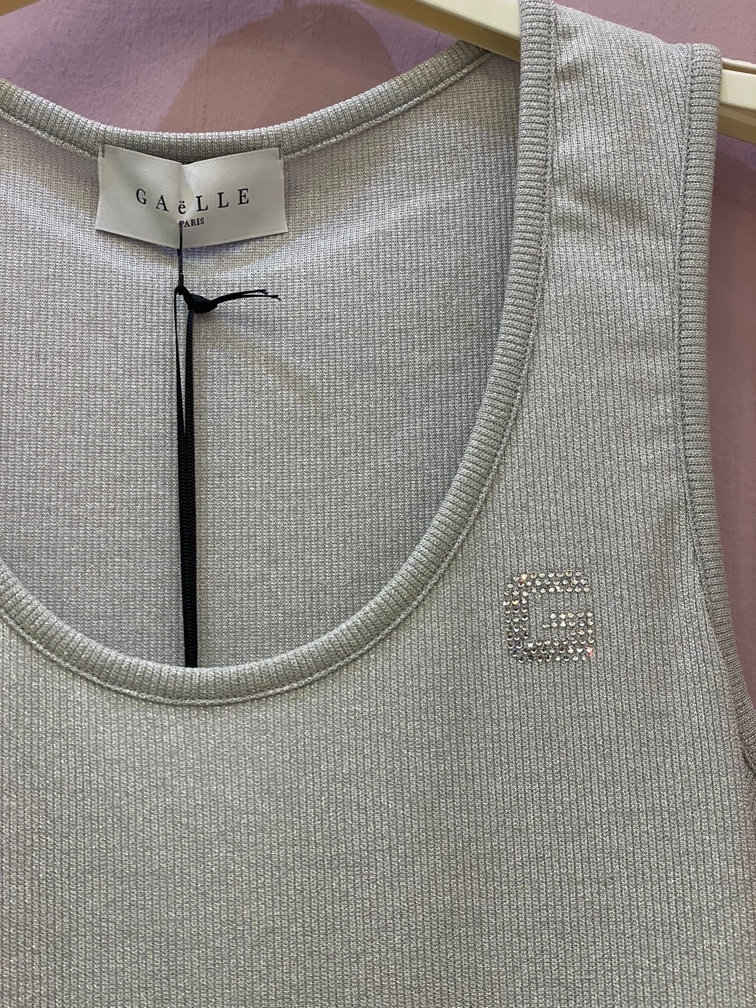 Top argento con micro brillantini  Gaelle