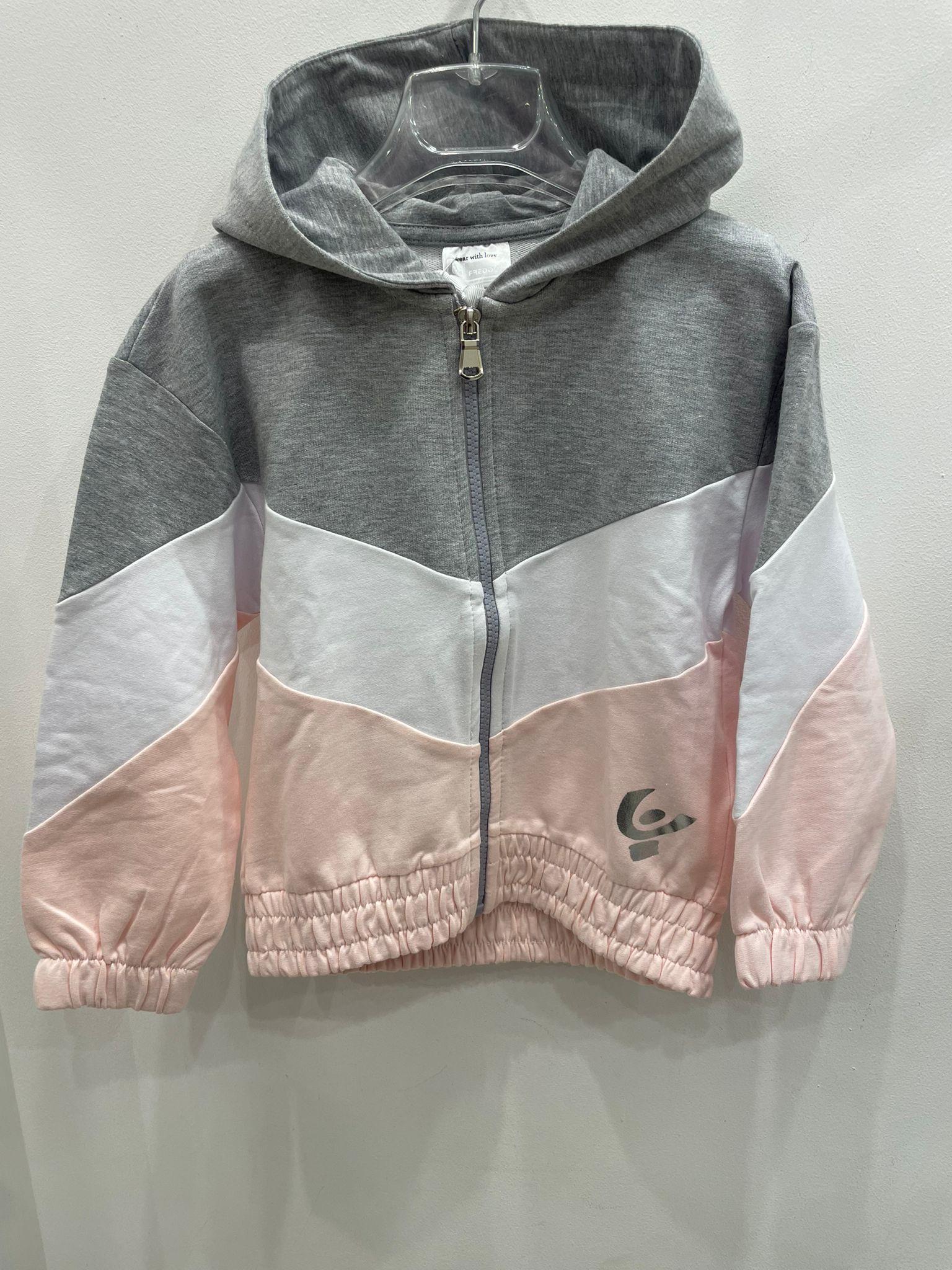 Felpa garzata grigio-rosa con zip FREDDY bimba 4 A+