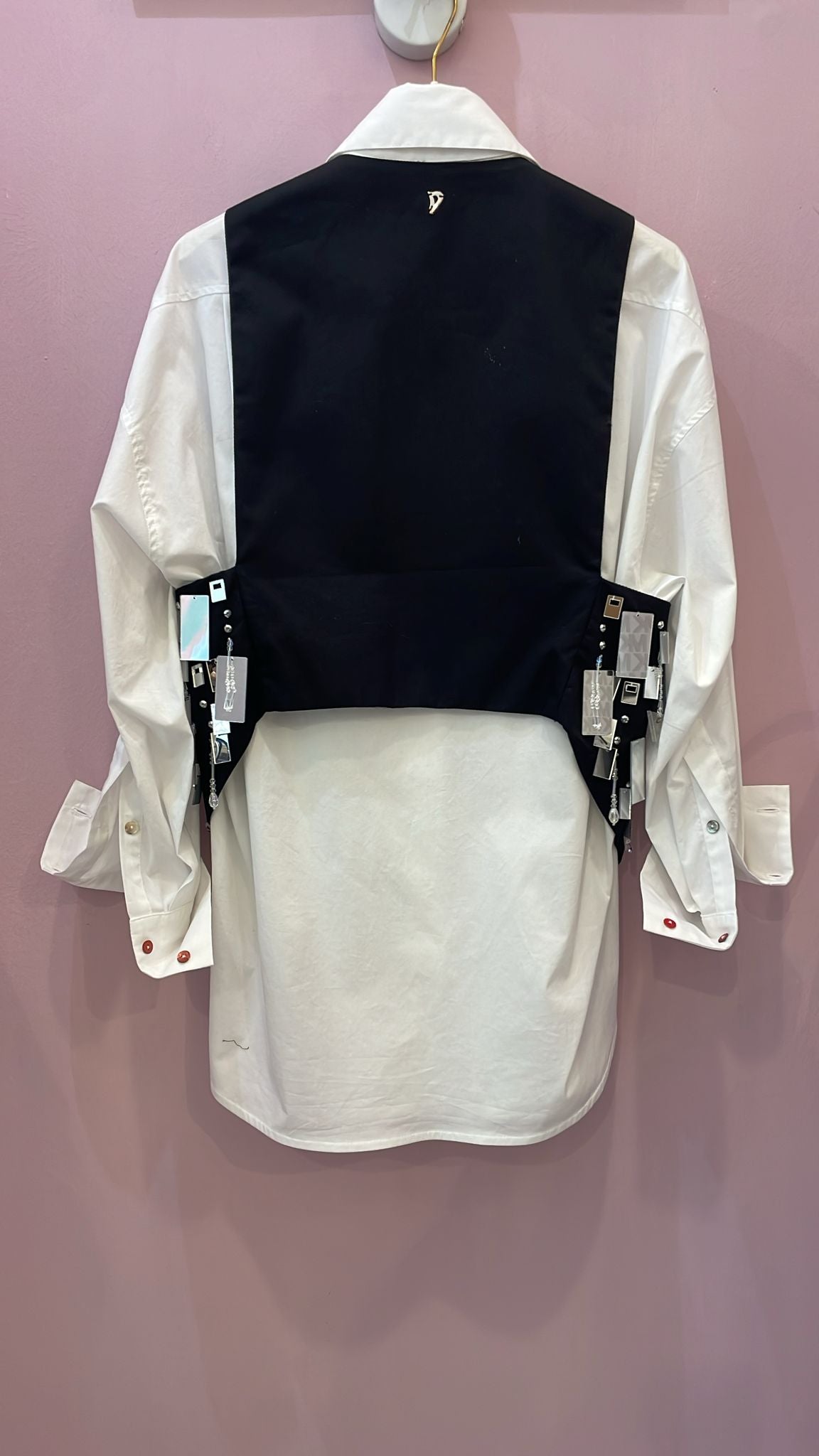 Camicia merci abbinata a gilet Dondup