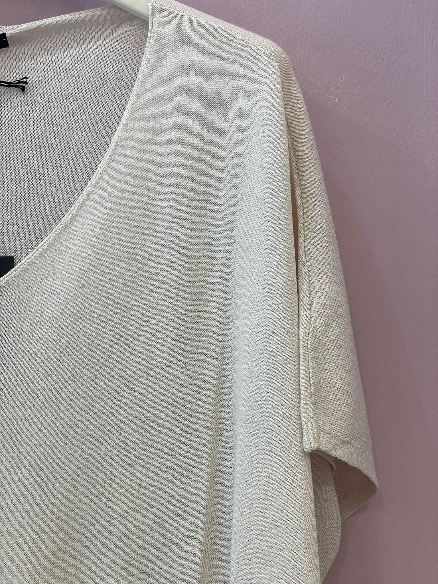 T-shirt a kimono taschino color sabbia Paola Burani