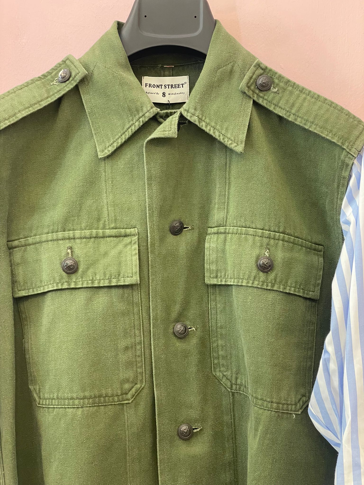 Camicia over verde militare Front street8